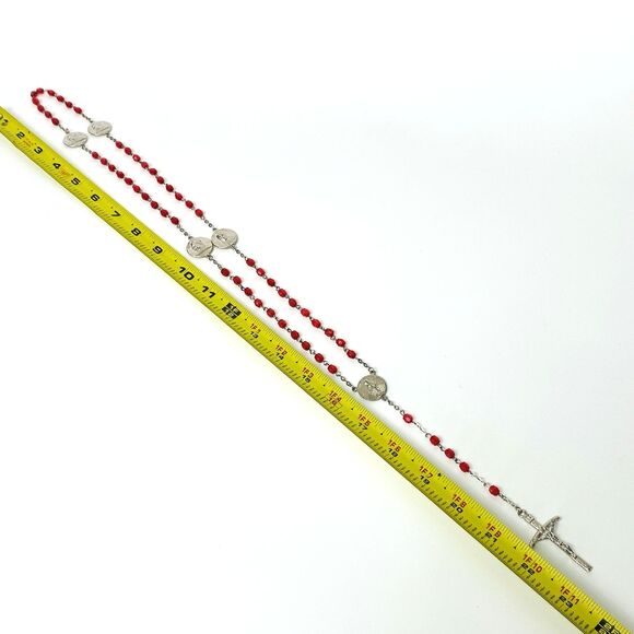 Saint Pope John Paul II Commemorative Red Beads Rosary Decade Medal Religious - Picture 9 of 9